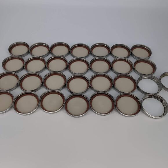 Twenty Two (22) Wide Mouth Mason Jar Metal 2 pc Lids Caps Covers Closures - FAIR - Picture 3 of 10
